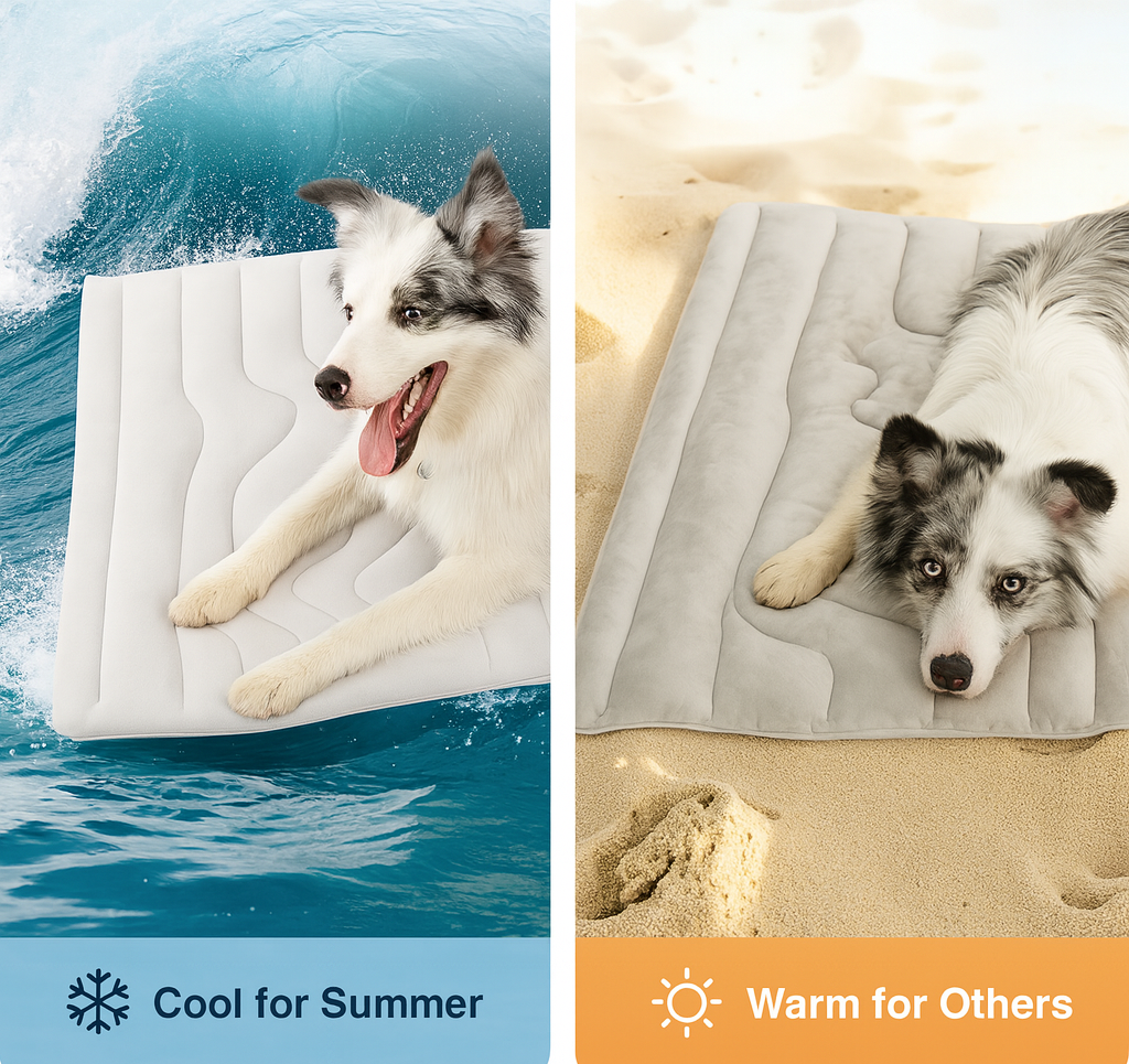 Cooling Pet Bed + FREE Pet Hair Removal Glove – Large Breathable Summer Mat for Dogs & Cats