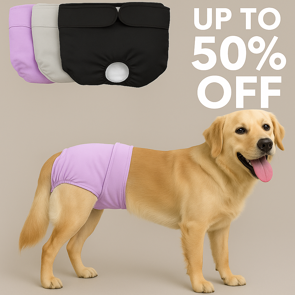 Reusable Dog Diapers for Female Dogs – Adjustable, High Absorbent Pet Nappies & Panties for All Sizes