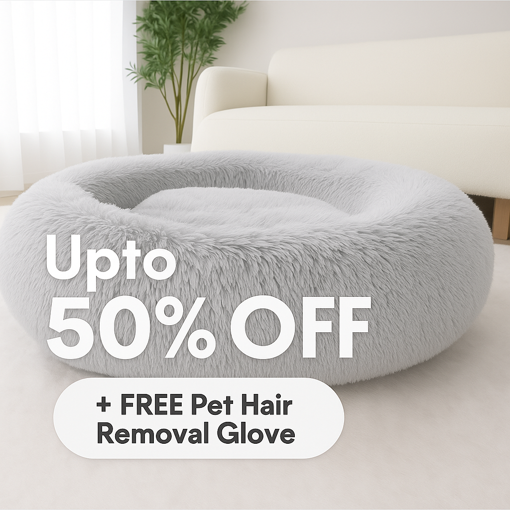 Calming Donut Bed for Dogs - Includes FREE Pet Hair Removal Glove 🎁