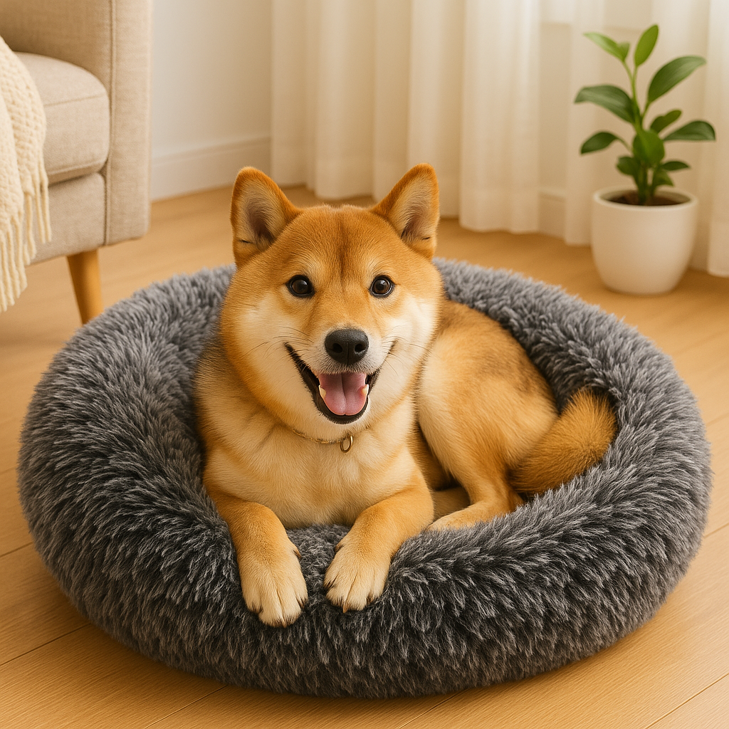 Calming Donut Bed for Dogs - Includes FREE Pet Hair Removal Glove 🎁