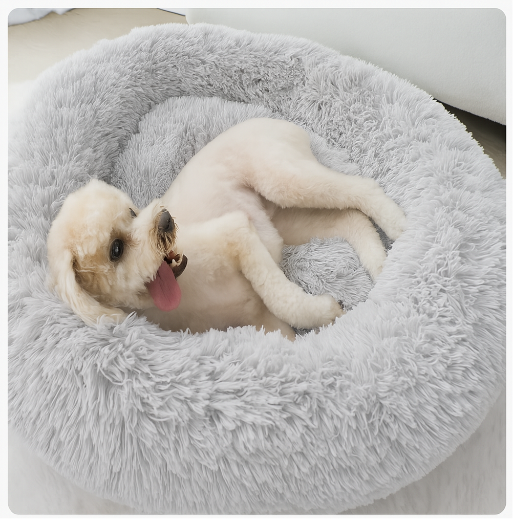 Calming Donut Bed for Dogs - Includes FREE Pet Hair Removal Glove 🎁