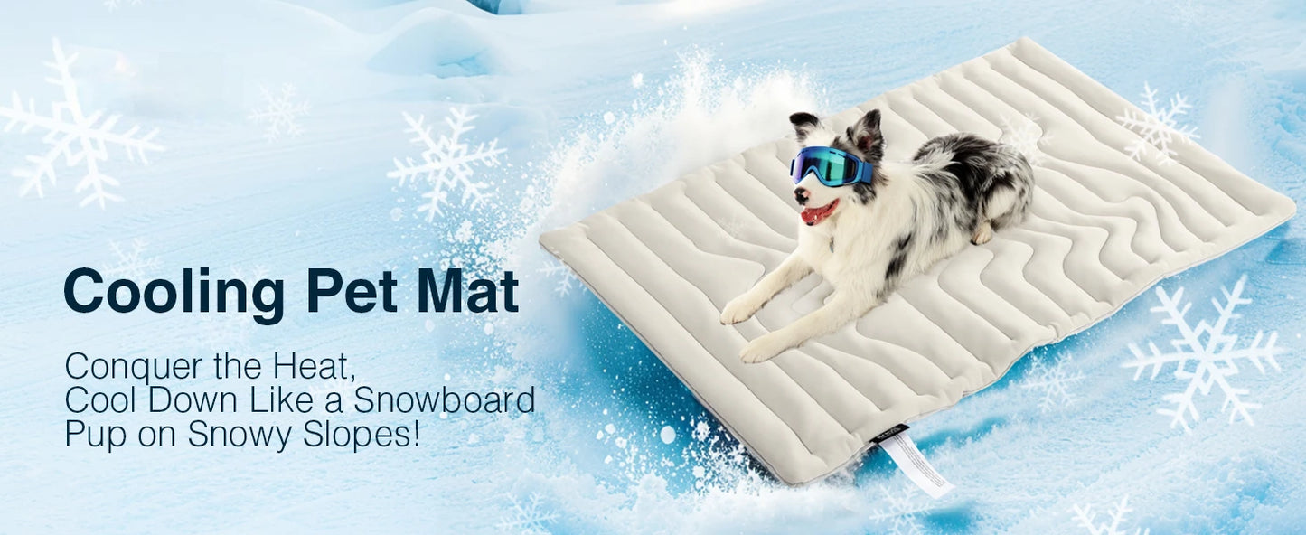 Cooling Pet Bed + FREE Pet Hair Removal Glove – Large Breathable Summer Mat for Dogs & Cats