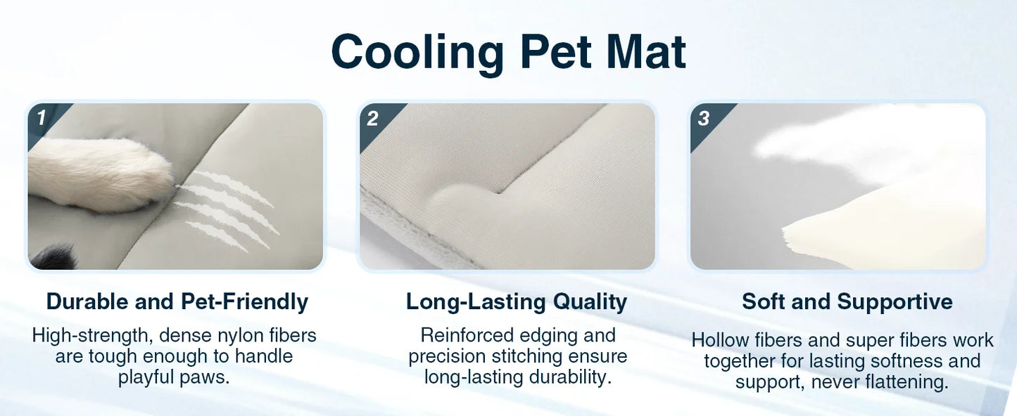 Cooling Pet Bed + FREE Pet Hair Removal Glove – Large Breathable Summer Mat for Dogs & Cats