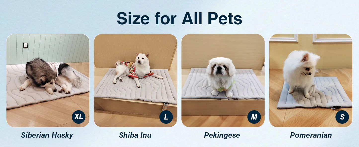 Cooling Pet Bed + FREE Pet Hair Removal Glove – Large Breathable Summer Mat for Dogs & Cats