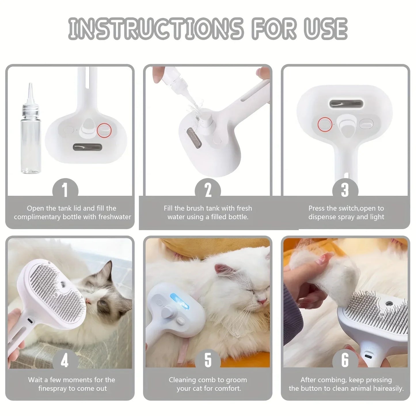 2-in-1 Pet Spray & Hair Comb – Dematting & Grooming Brush for Cats & Dogs