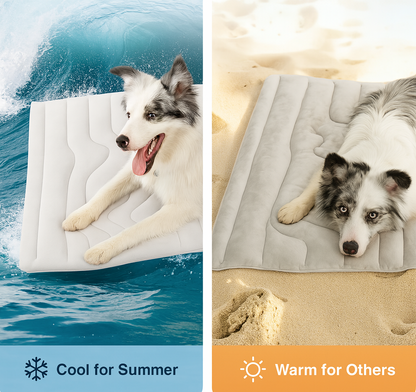 Cooling Pet Bed + FREE Pet Hair Removal Glove – Large Breathable Summer Mat for Dogs & Cats