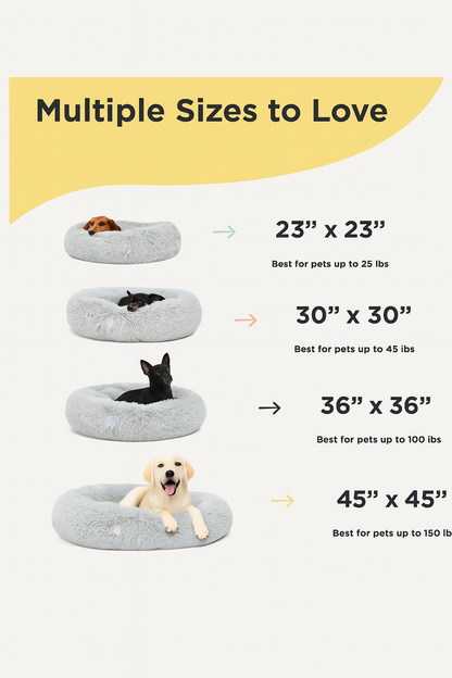Calming Donut Bed for Dogs - Includes FREE Pet Hair Removal Glove 🎁